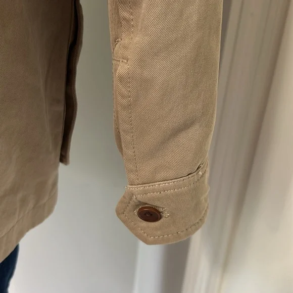 BANANA REPUBLIC Twill Utility Military Jacket Khaki Tan Womens Sz L NEW